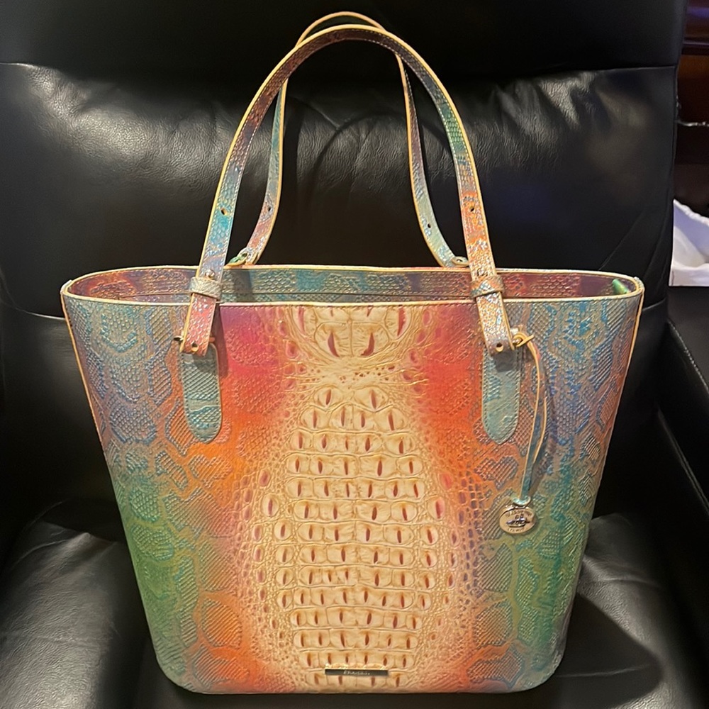 Brand new Never worn Brahmin tote. Large bag with tags attached. Multi Colored.